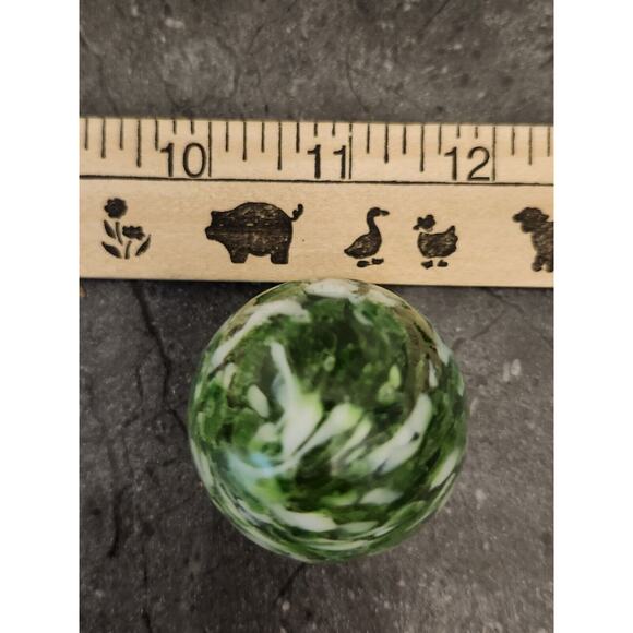 2 Hand‎ Blown Round Glass Paperweight with Yellow Orange Flowers Green Egg - Picture 9 of 13